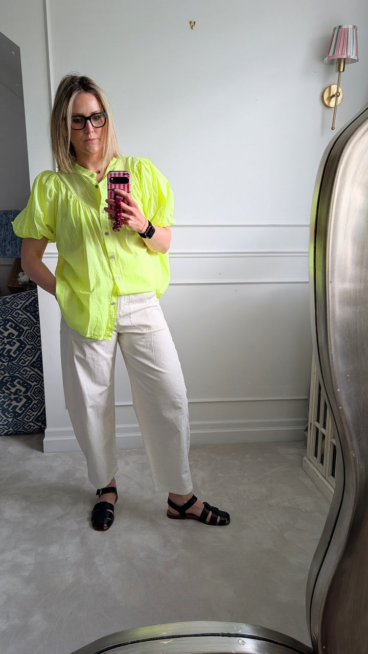 Cream Barrel Cotton Trousers