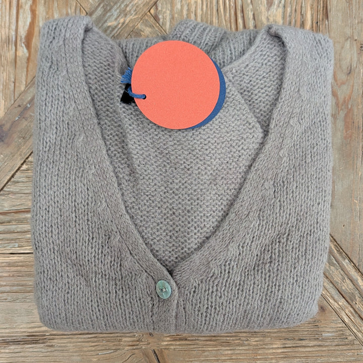 Mohair V Neck Knitted Cardigan-Jackets &amp; Coats-LNH Edit