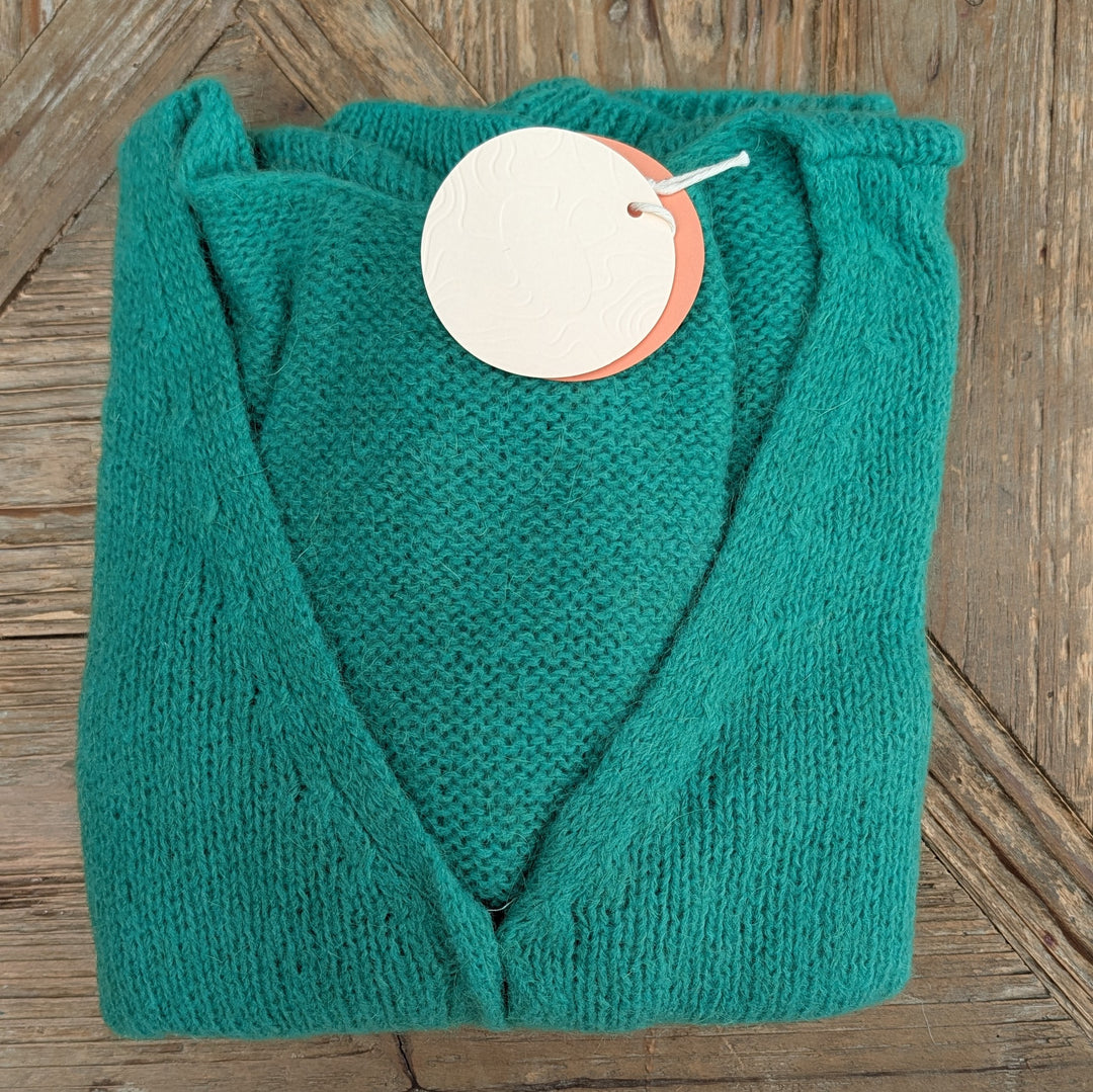 Mohair V Neck Knitted Cardigan-Jackets &amp; Coats-LNH Edit