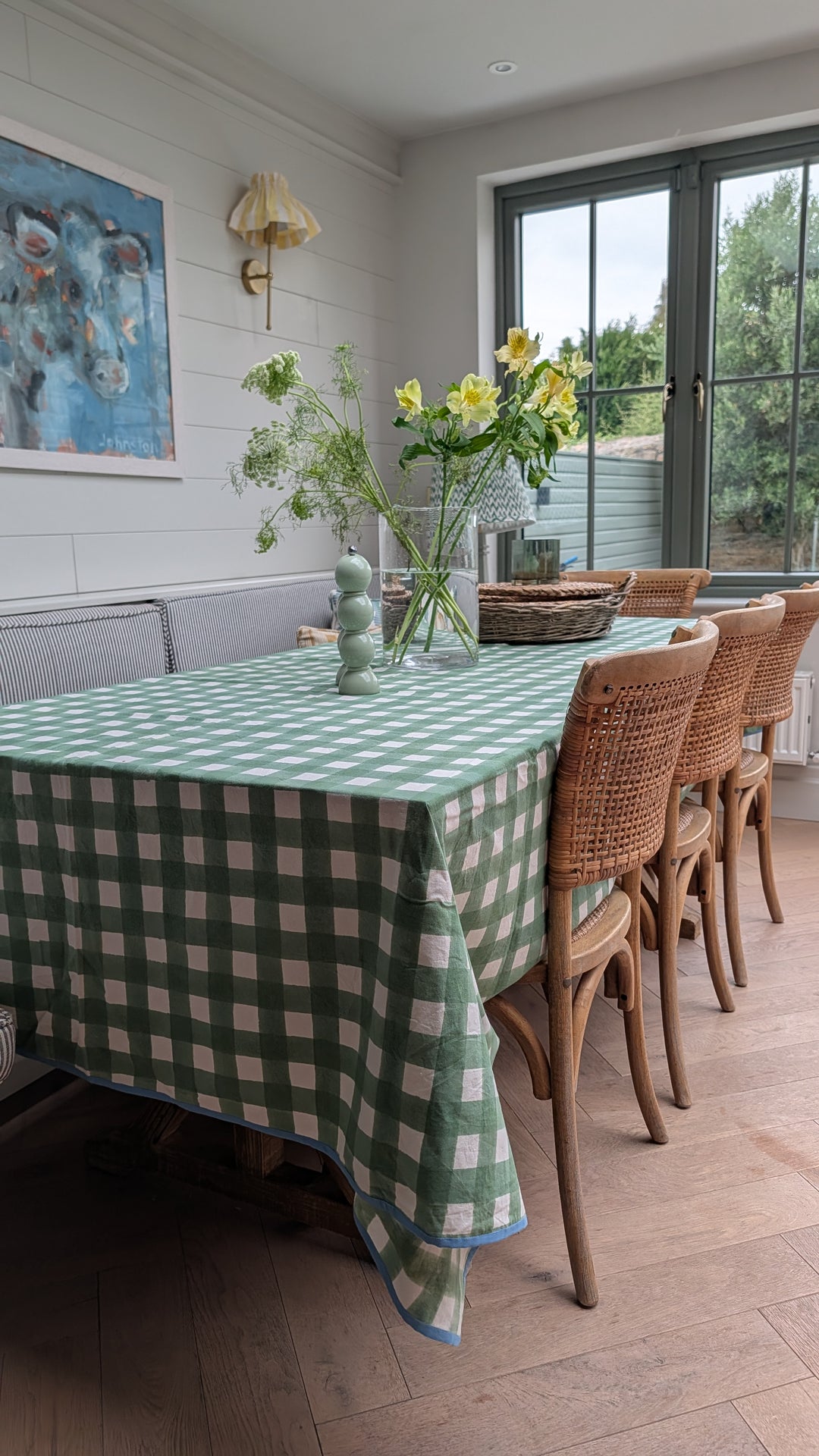 Gingham Green Rectangle Tablecloth-Tablecloths-LNH Edit