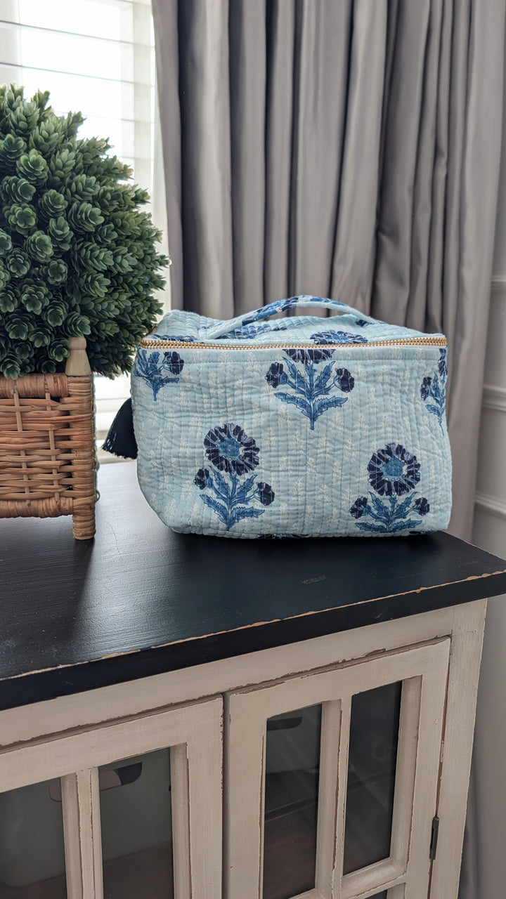 Mia Blue Cosmetic Bag- Large Top Zipper