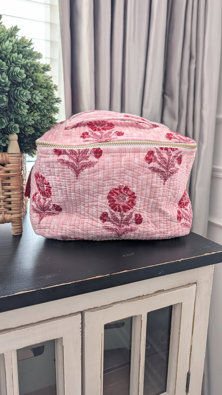 Mia Pink Cosmetic Bag- Large Top Zipper