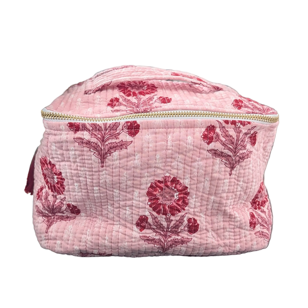 Mia Pink Cosmetic Bag- Large Top Zipper