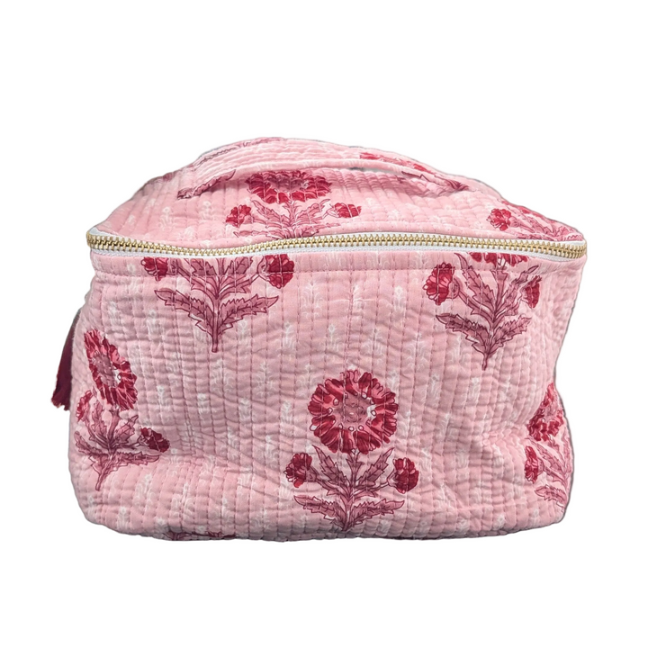 Mia Pink Cosmetic Bag- Large Top Zipper