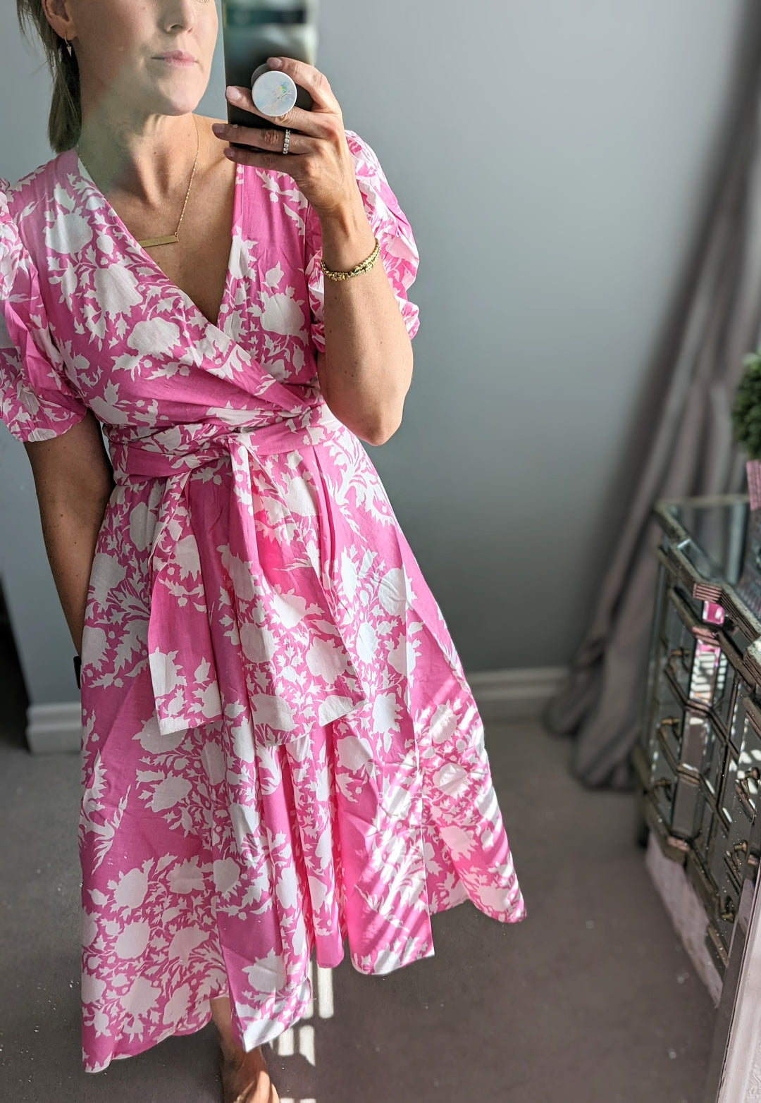 Pink Tree wrap bow dress-Dresses-LNH Edit