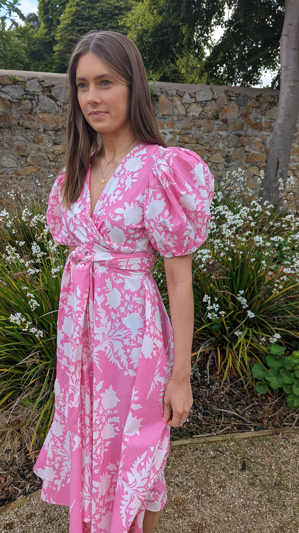 Pink Tree wrap bow dress-Dresses-LNH Edit