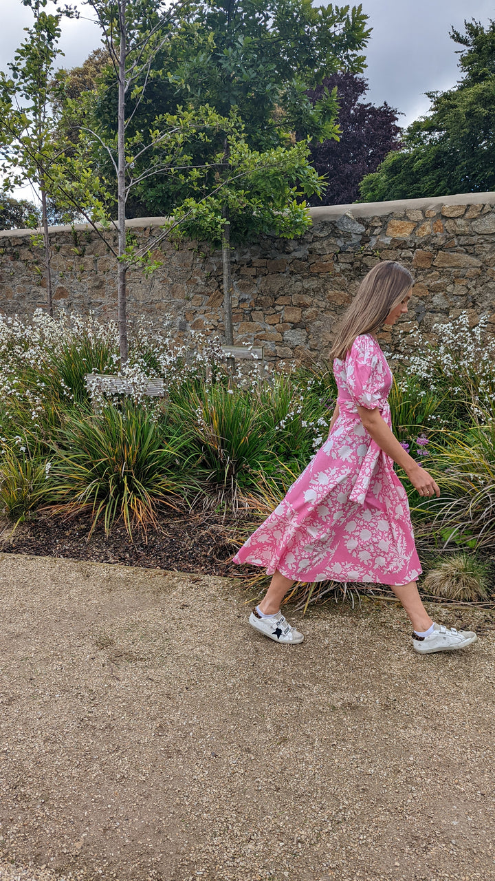 Pink Tree wrap bow dress-Dresses-LNH Edit