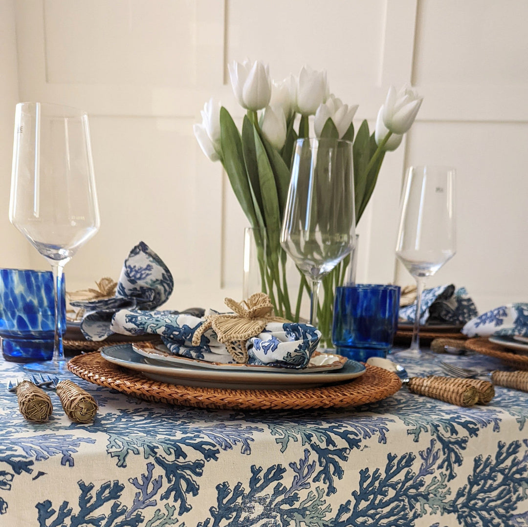 Coral Blue Round Tablecloth-Tablecloths-LNH Edit