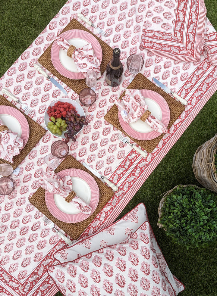 Pia Rectangular Pink Tablecloth-Tablecloths-LNH Edit