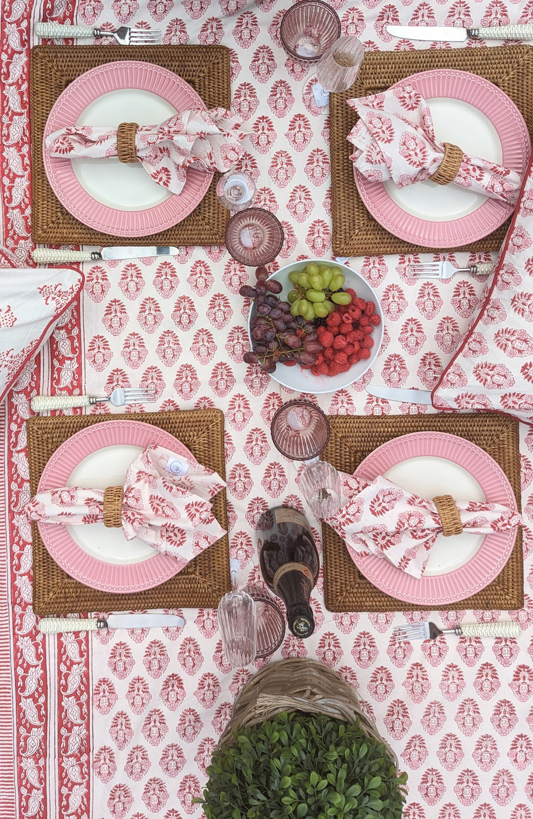 Pia Bright Pink Napkin, Set of 4-Napkins-LNH Edit