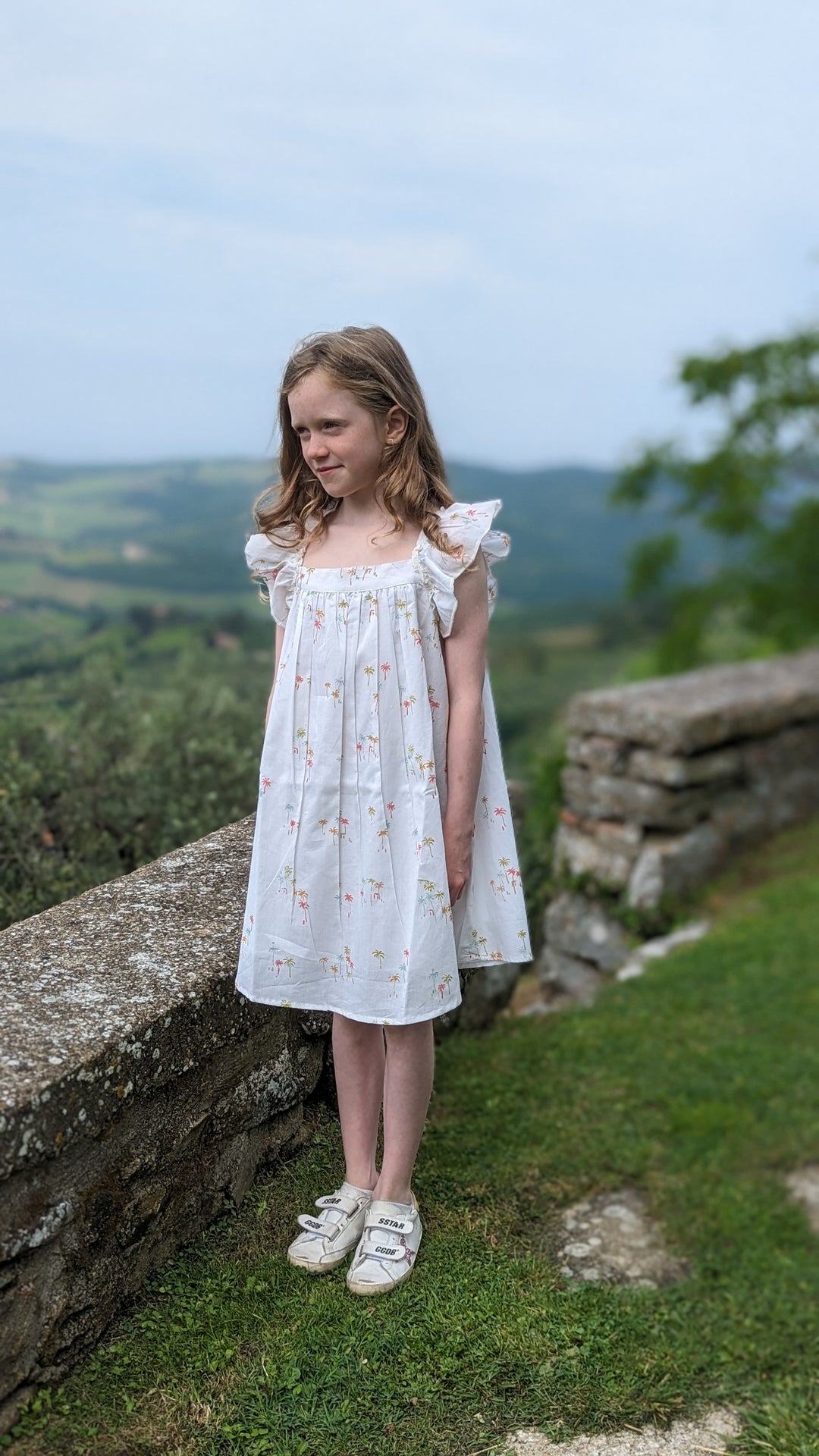 Jodie Frill Little Dress Palm Print-Children’s Dresses-LNH Edit