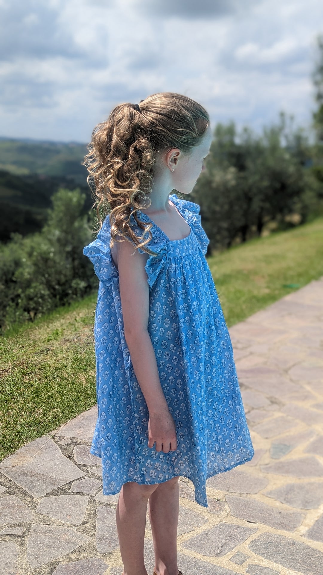 Jodie Frill Little Dress Blue/White-Children’s Dresses-LNH Edit