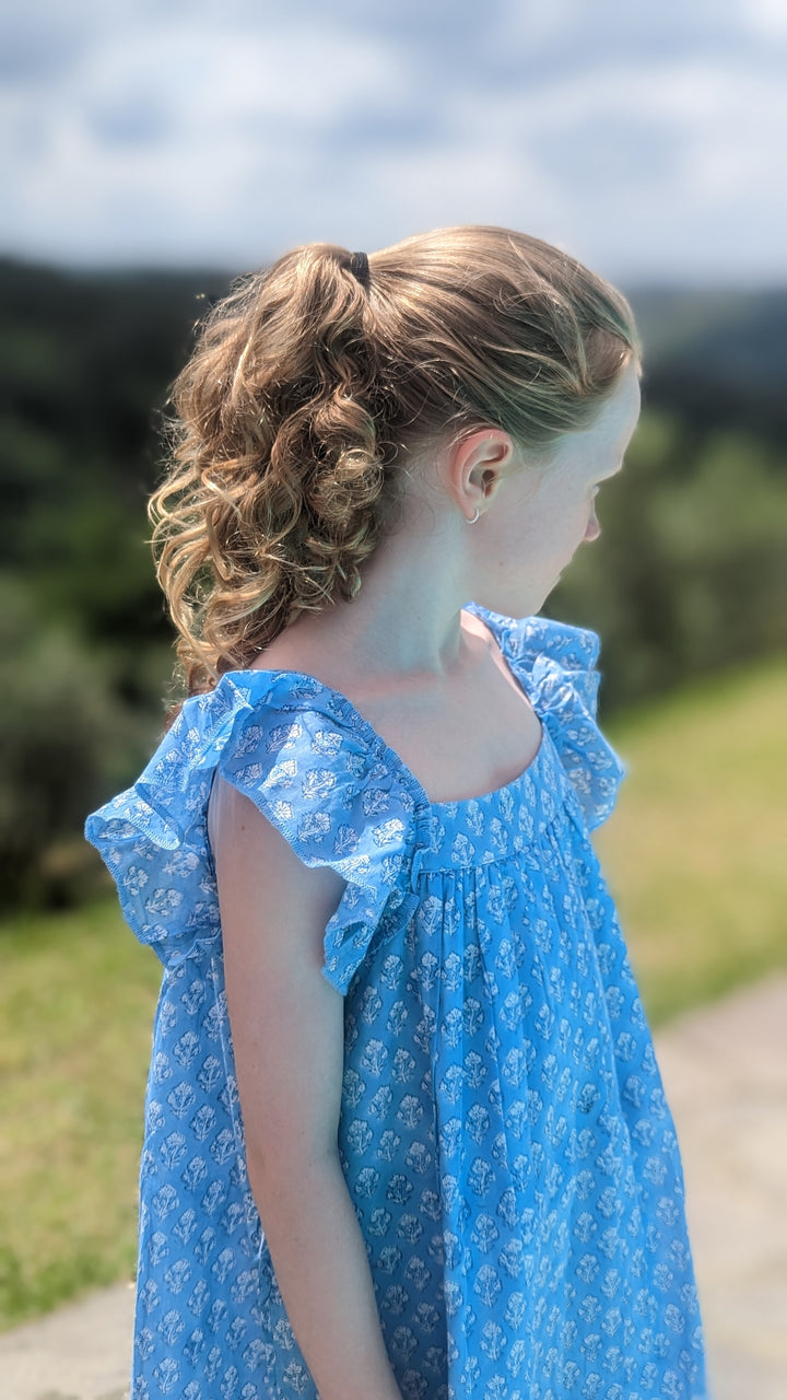 Jodie Frill Little Dress Blue/White-Children’s Dresses-LNH Edit