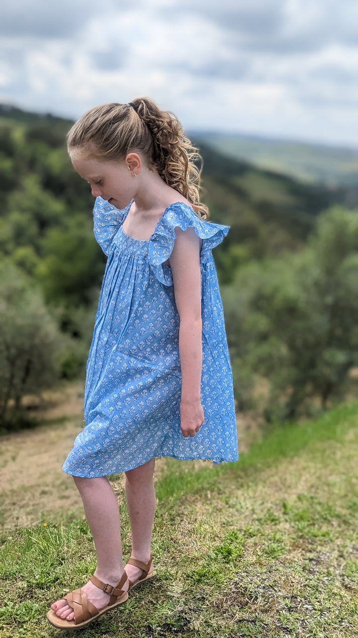 Jodie Frill Little Dress Blue/White-Children’s Dresses-LNH Edit