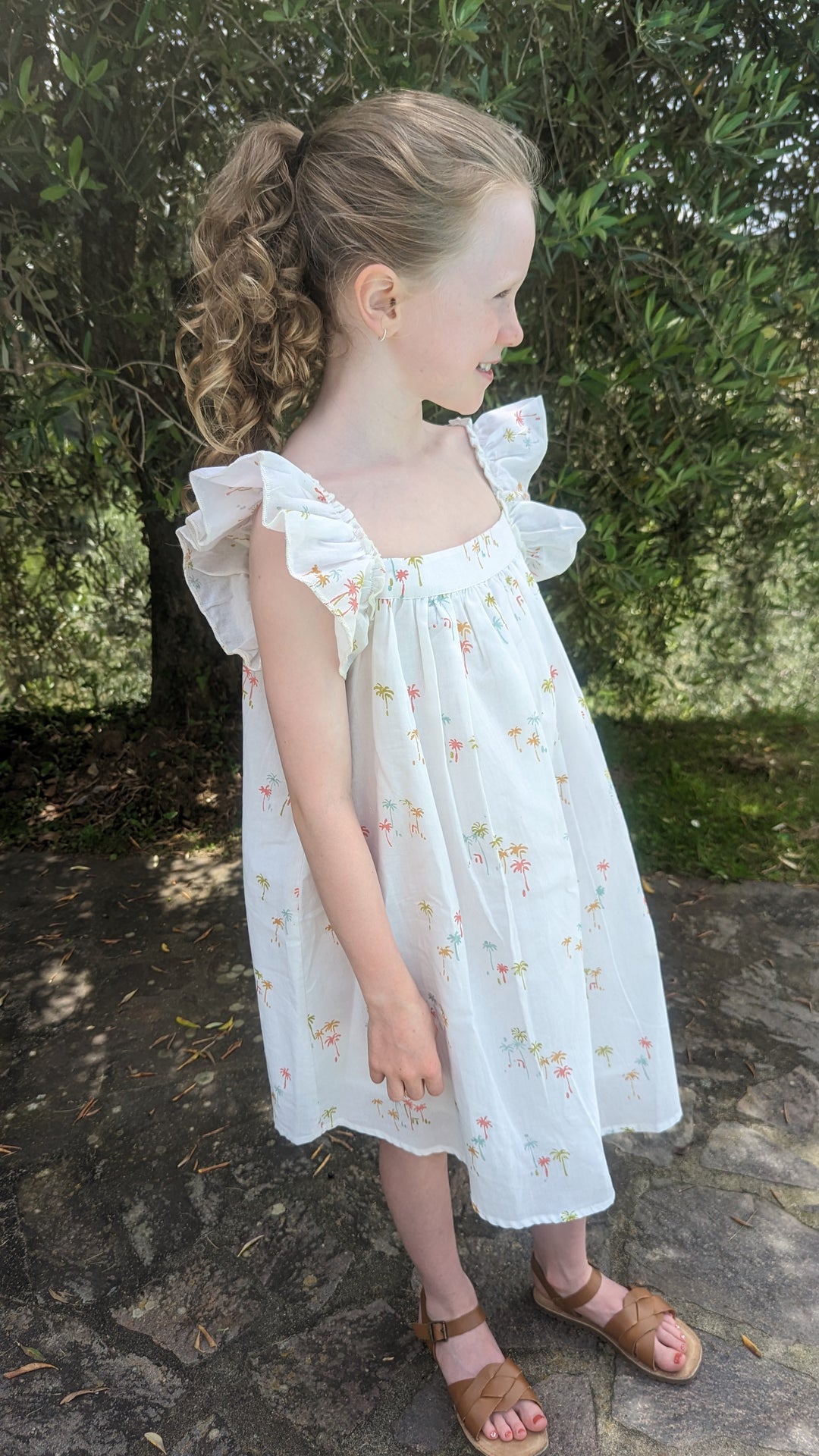 Jodie Frill Little Dress Palm Print-Children’s Dresses-LNH Edit