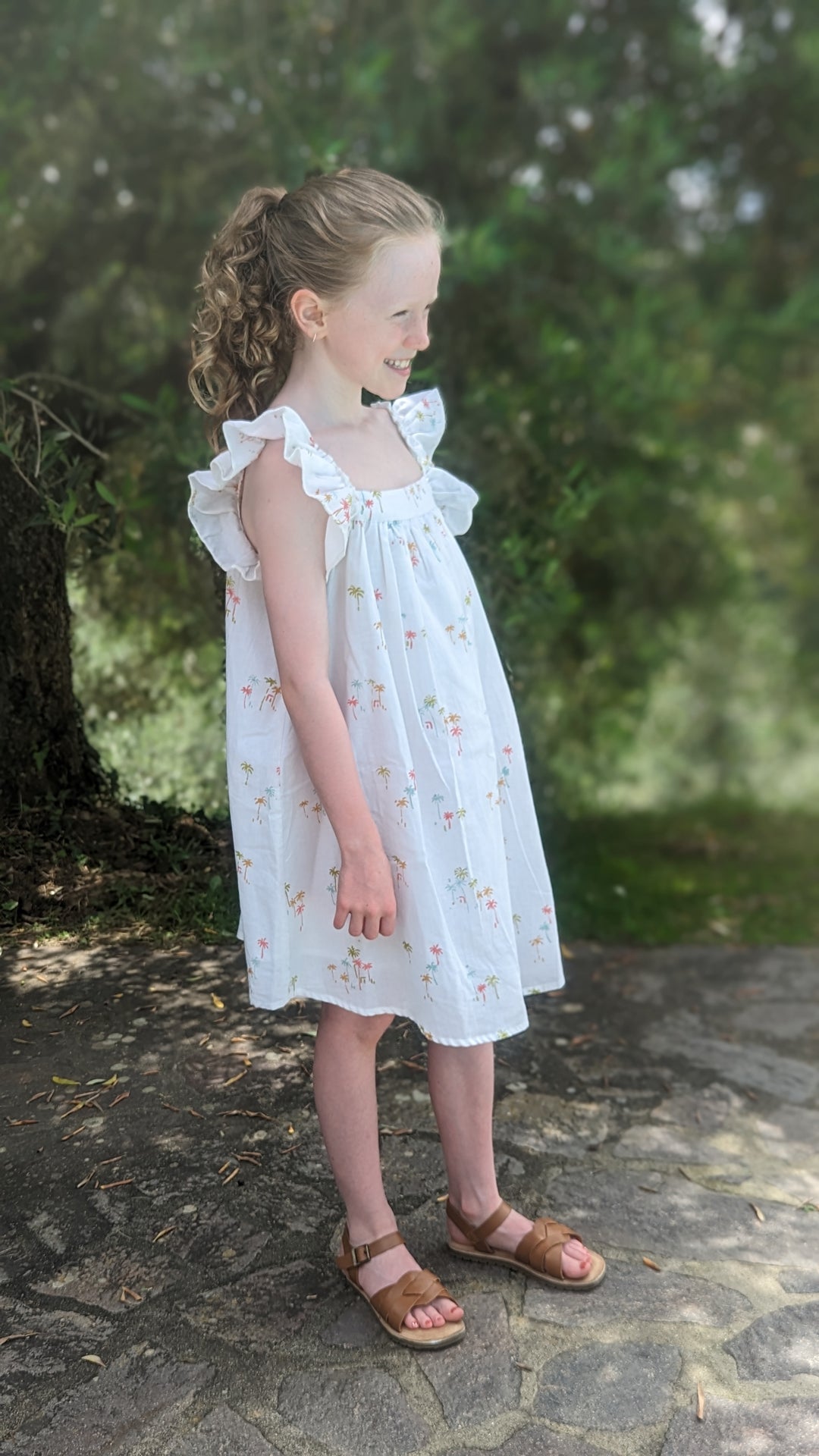 Jodie Frill Little Dress Palm Print-Children’s Dresses-LNH Edit