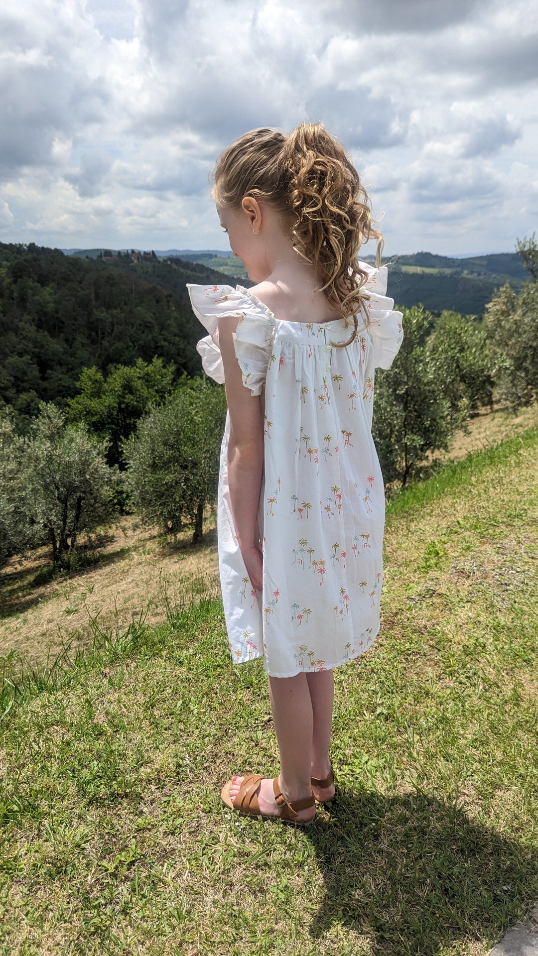 Jodie Frill Little Dress Palm Print-Children’s Dresses-LNH Edit