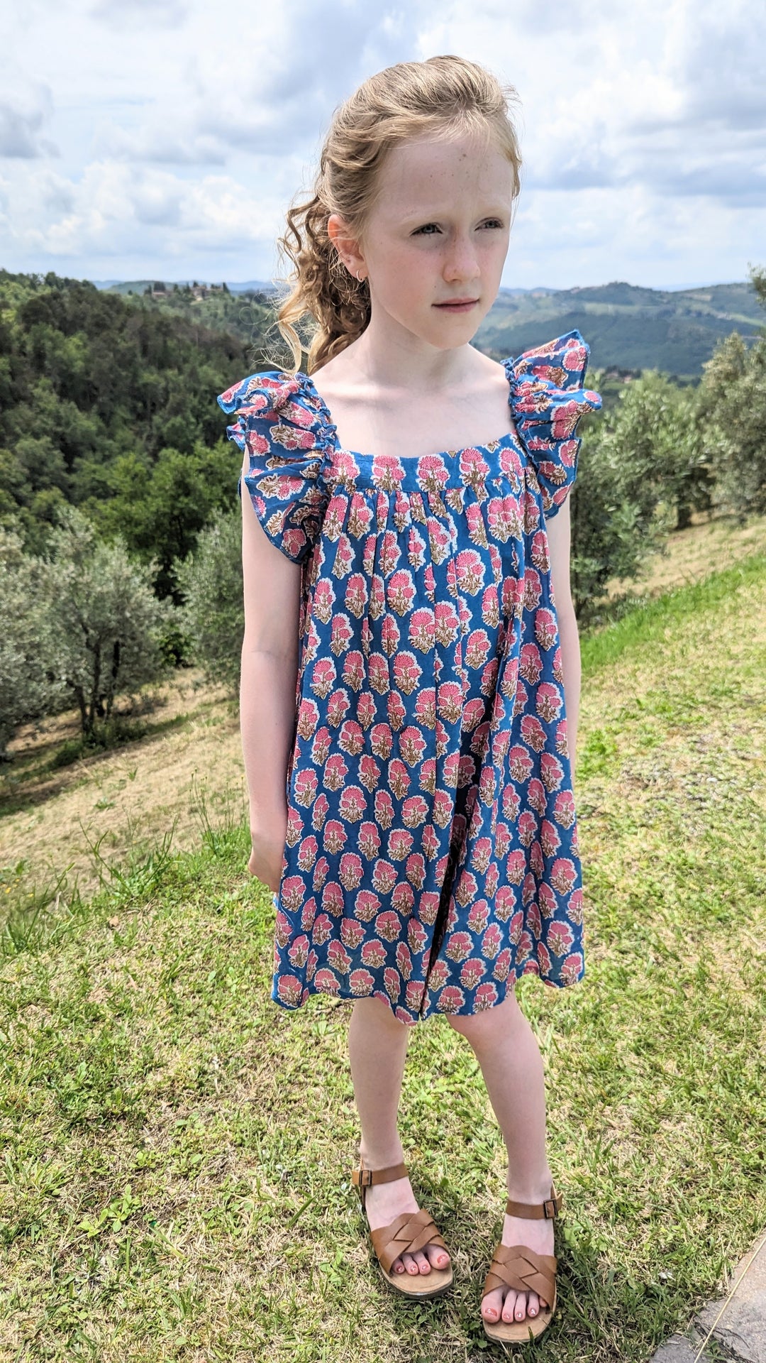 Jodie Frill Little Dress Blue/Pink-Children’s Dresses-LNH Edit