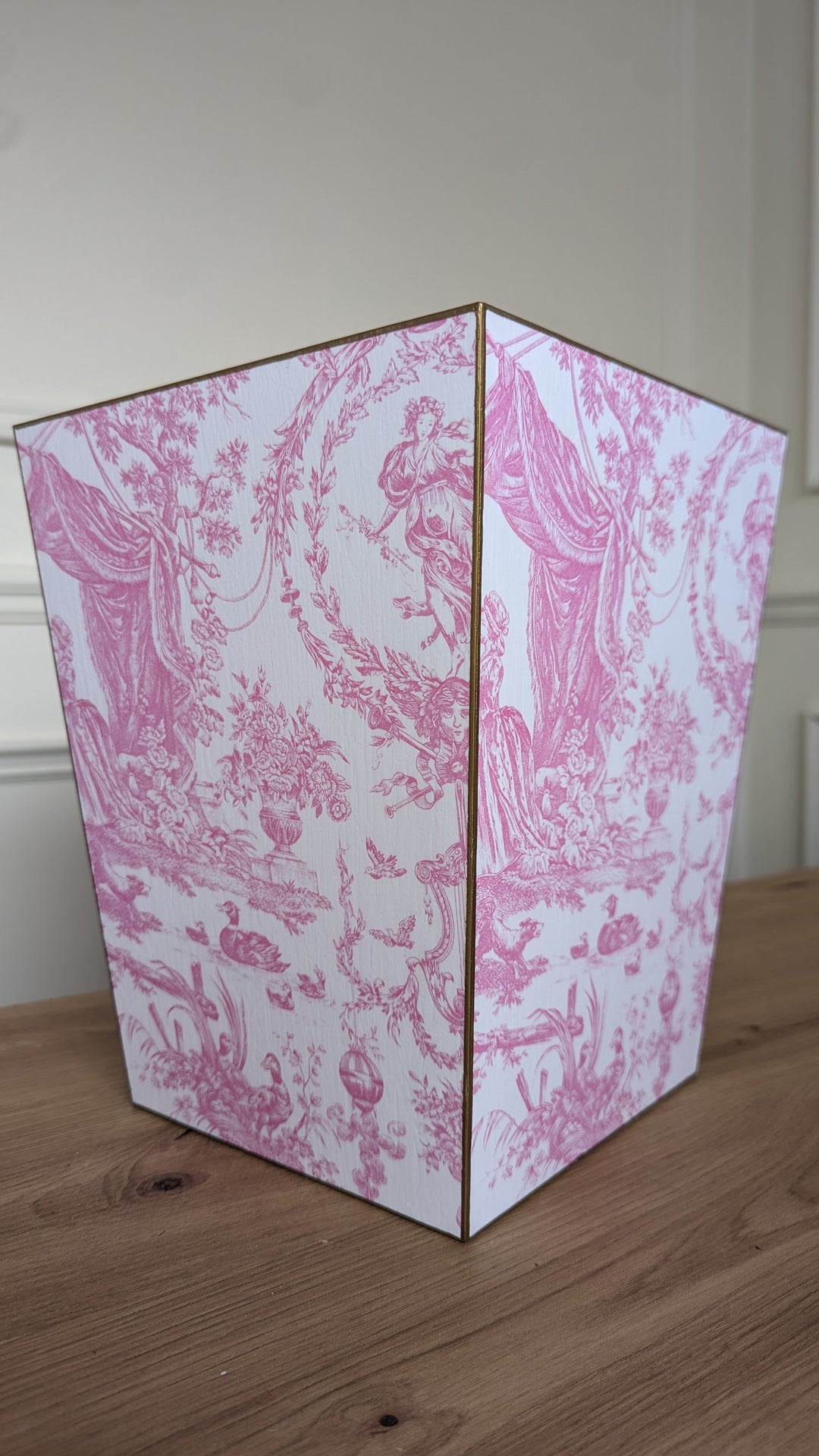 Pink Toile Wastepaper Basket-Bins-LNH Edit