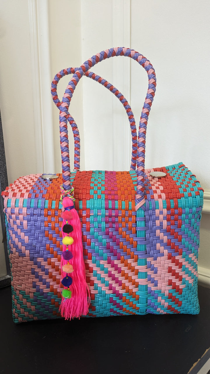 Medium Finch Basket Pink /Turq-Tote Bags-LNH Edit