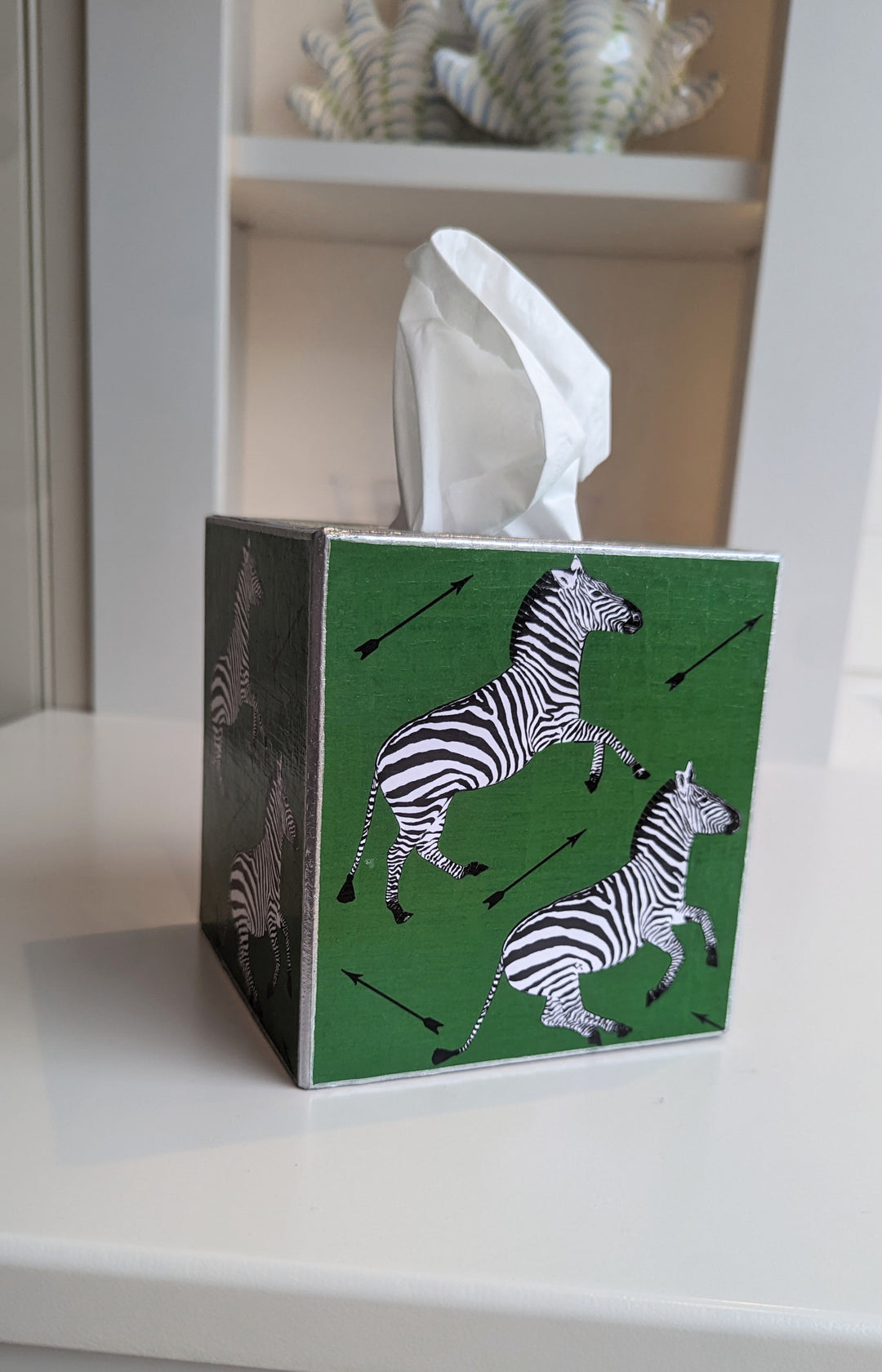 Zebra Green Tissue Box Cover-Tissue Boxes-LNH Edit