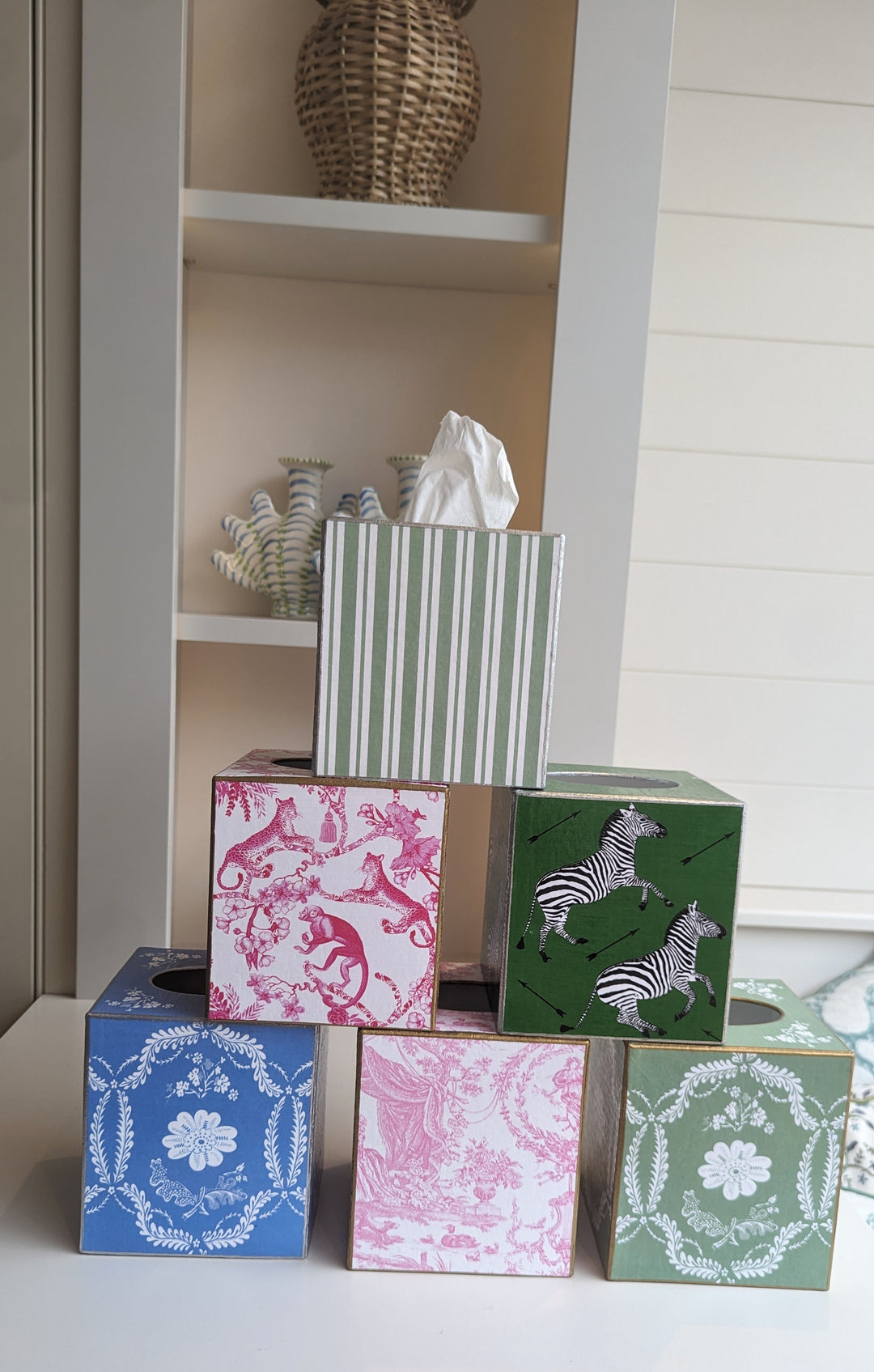 Chic Monkey Toile Pink Tissue Box Cover-Tissue Boxes-LNH Edit