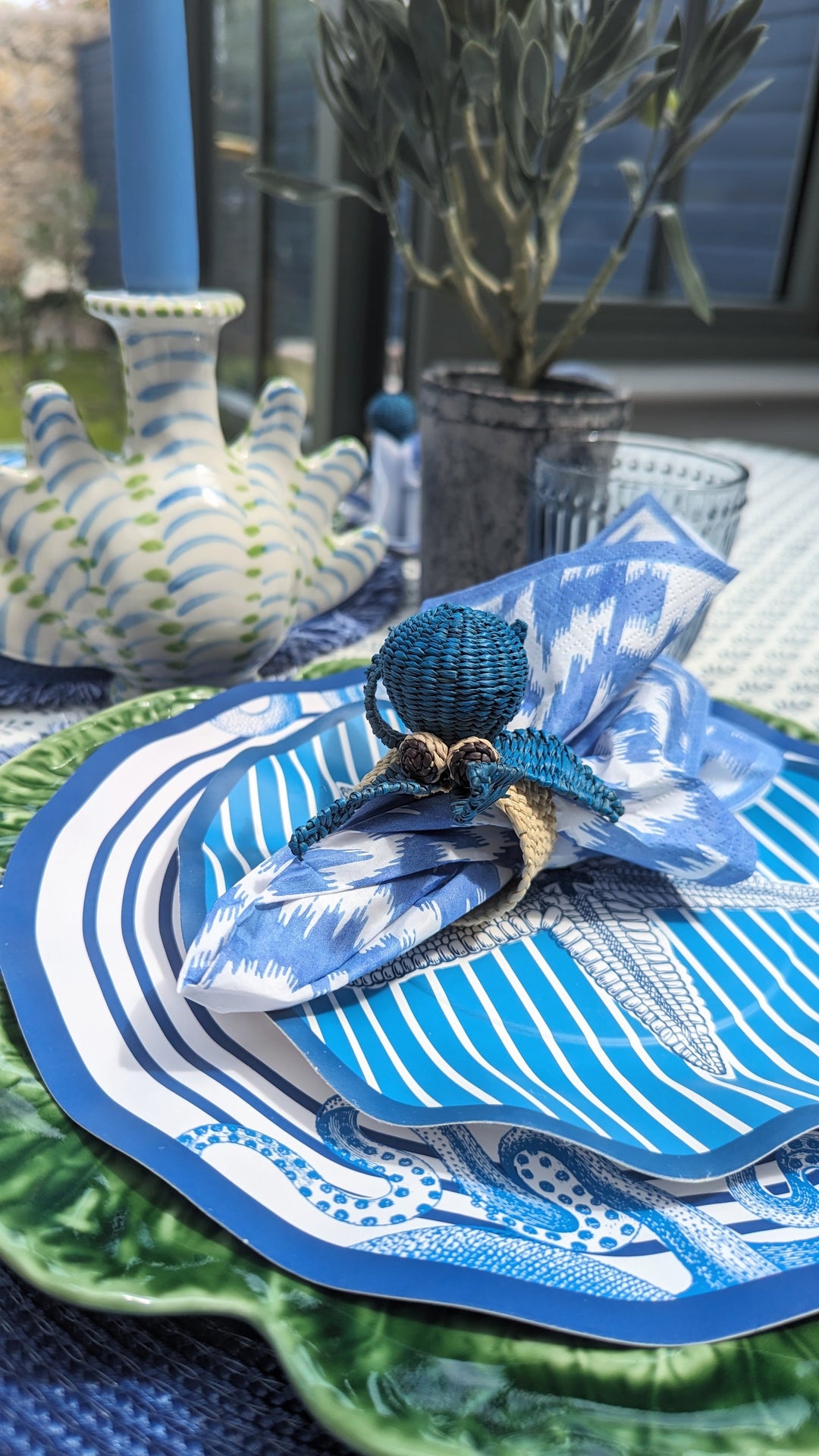 Blue Octopus Napkin Rings, Sold individually-Napkin Rings-LNH Edit