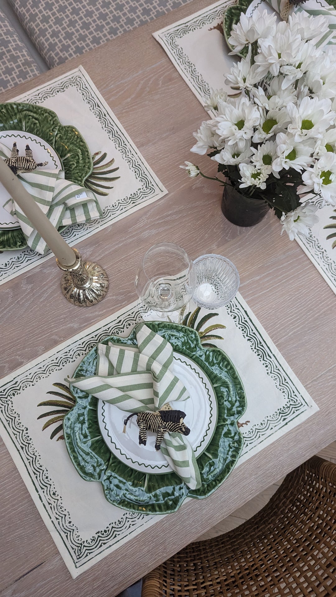 Palm Tree Green Placemats, Set of 2-Placemats-LNH Edit