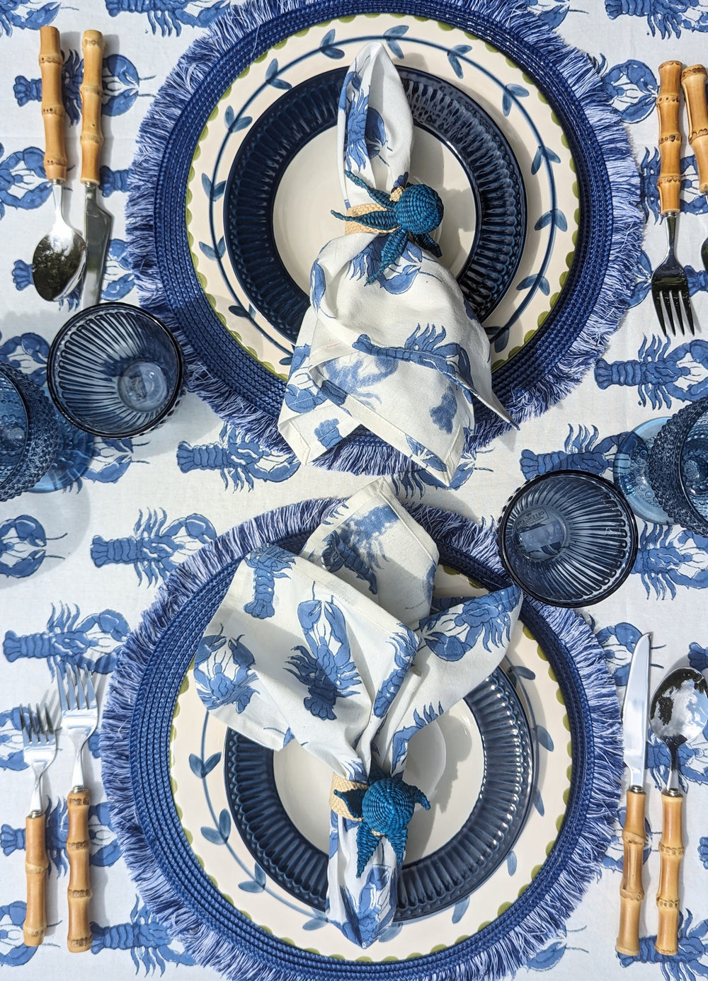 Vogue Lobster Blue Round Tablecloth-Tablecloths-LNH Edit