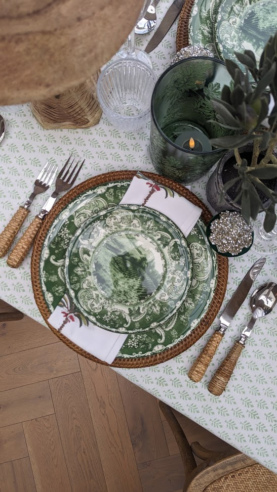 Sofia Green Round Tablecloth-Tablecloths-LNH Edit