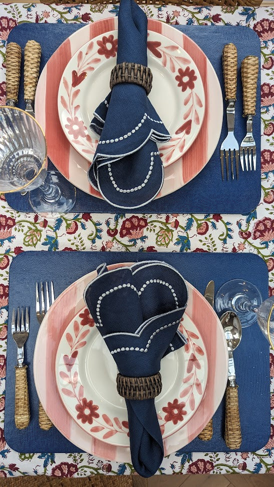 Rebecca Navy Linen Napkins, Set of 4-Napkins-LNH Edit