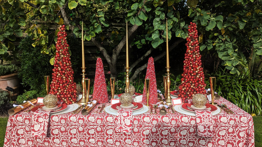Christmas Cone Tree - Red and Gold Ball Decorations, 2 sizes-Trees-LNH Edit