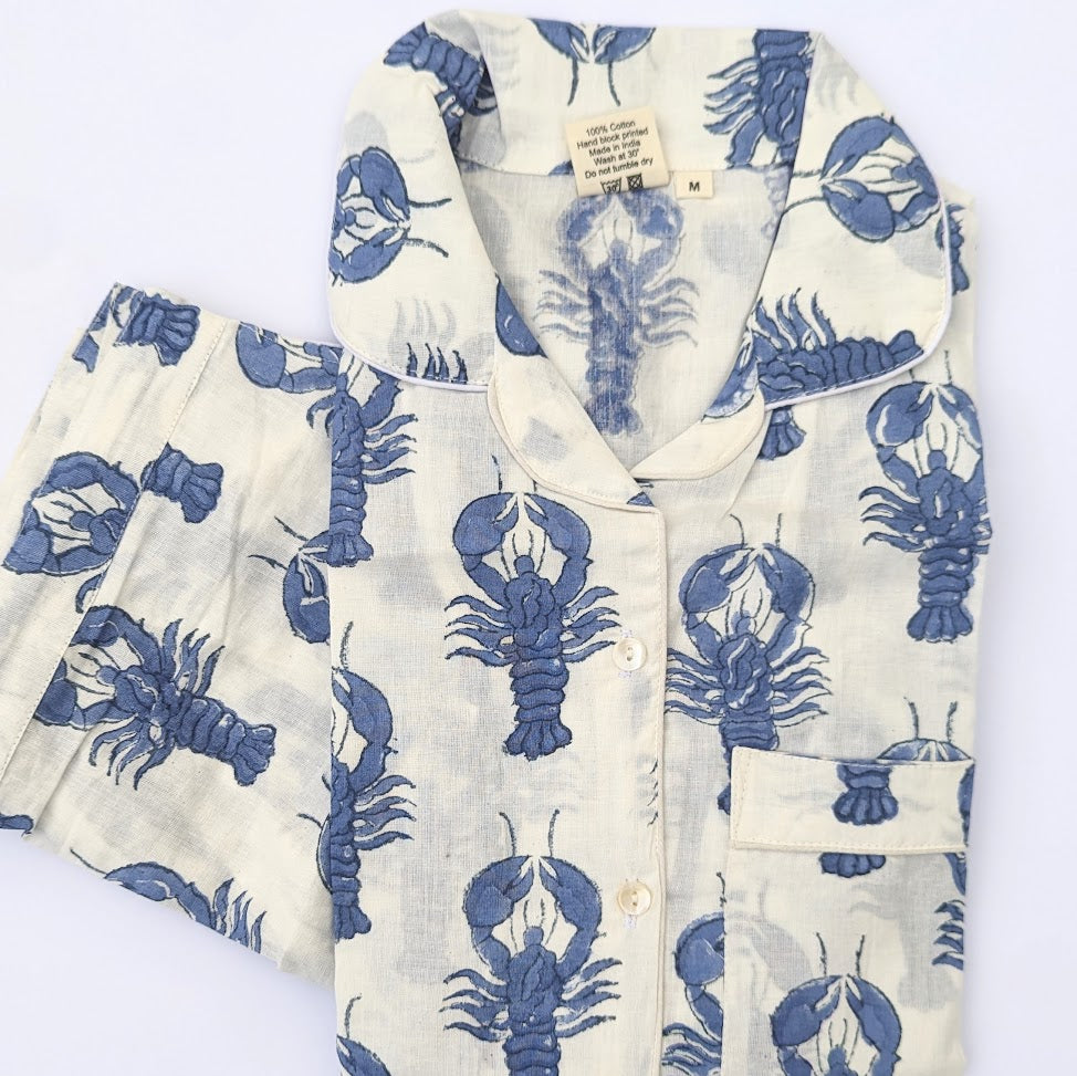Vogue Lobster Blue Pyjama Set-Pyjamas-LNH Edit