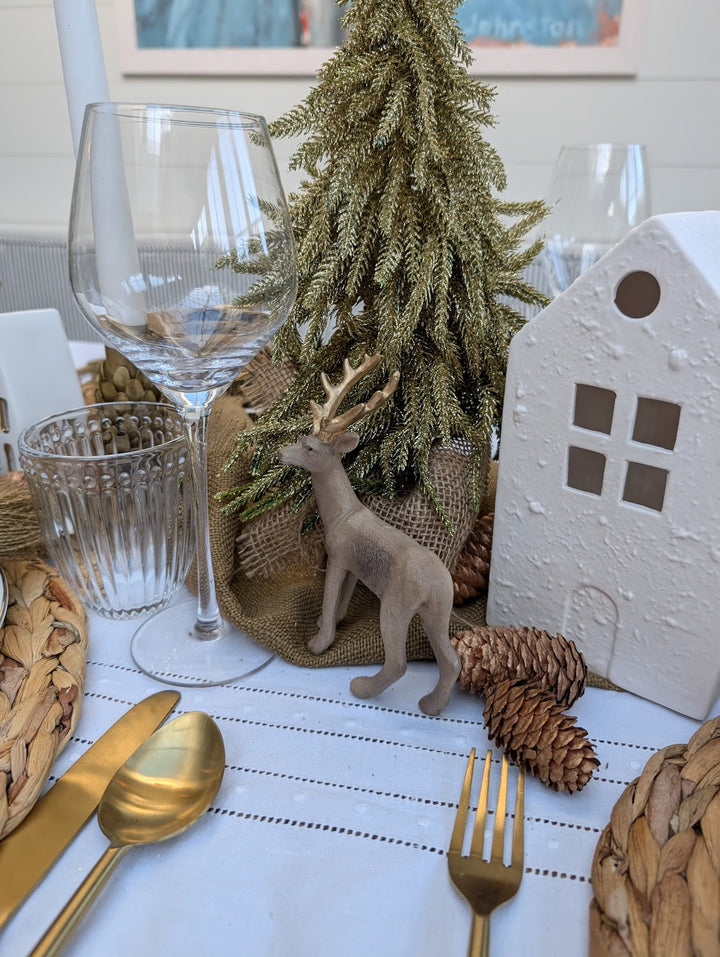 Brown and gold polyresin Reindeer