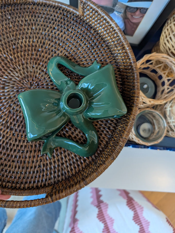 Candle holder ribbon green