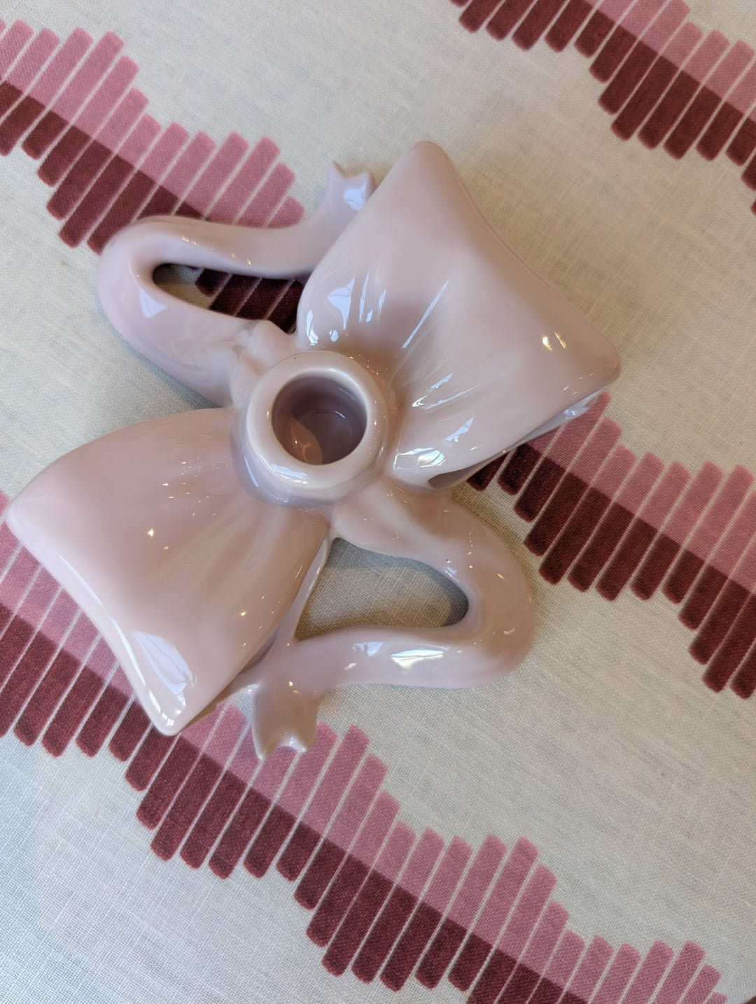 Candle holder ribbon pink