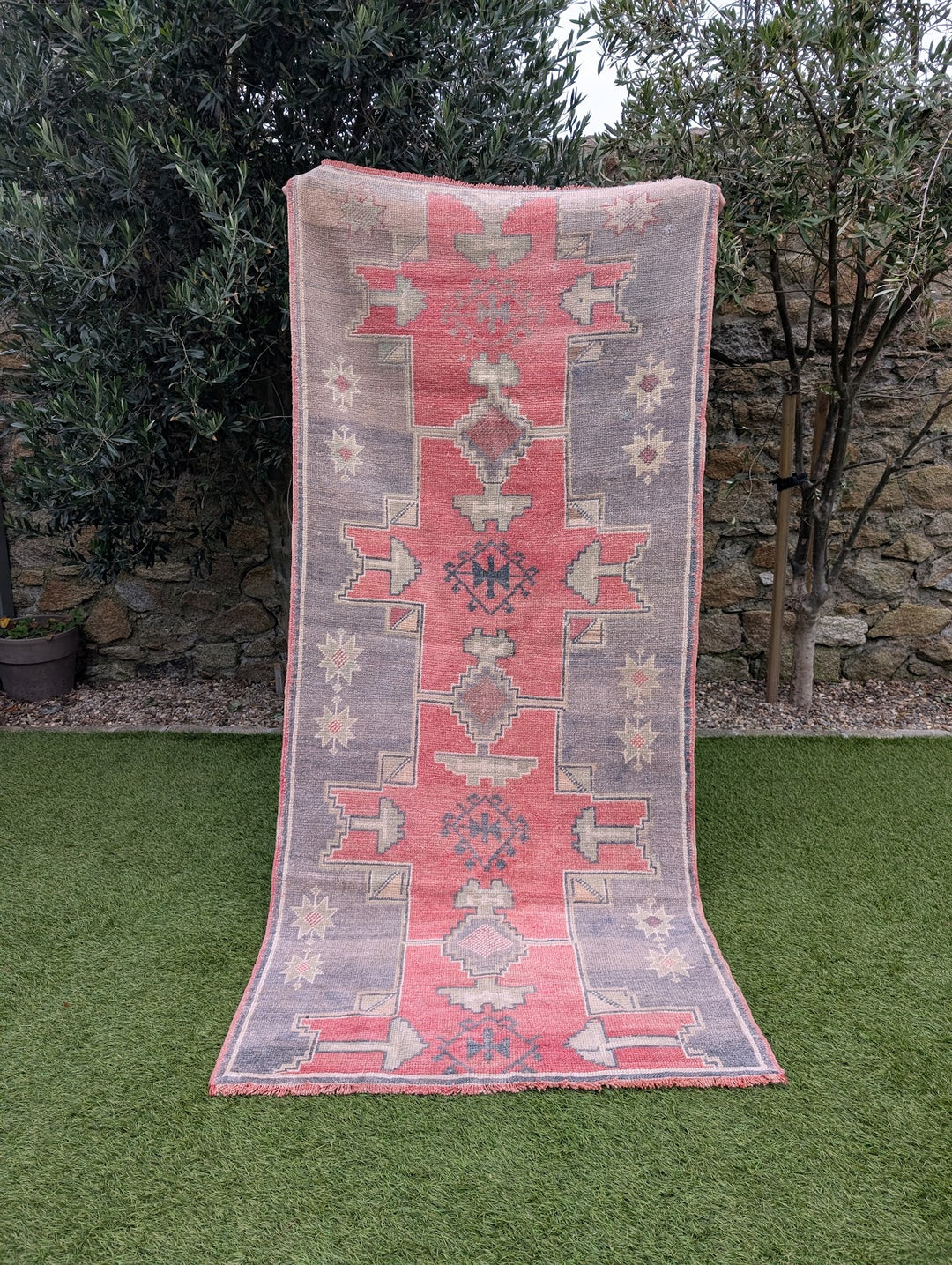 Hand-Knotted Anatolian Karapinar Rug 3'7" X 8'2"