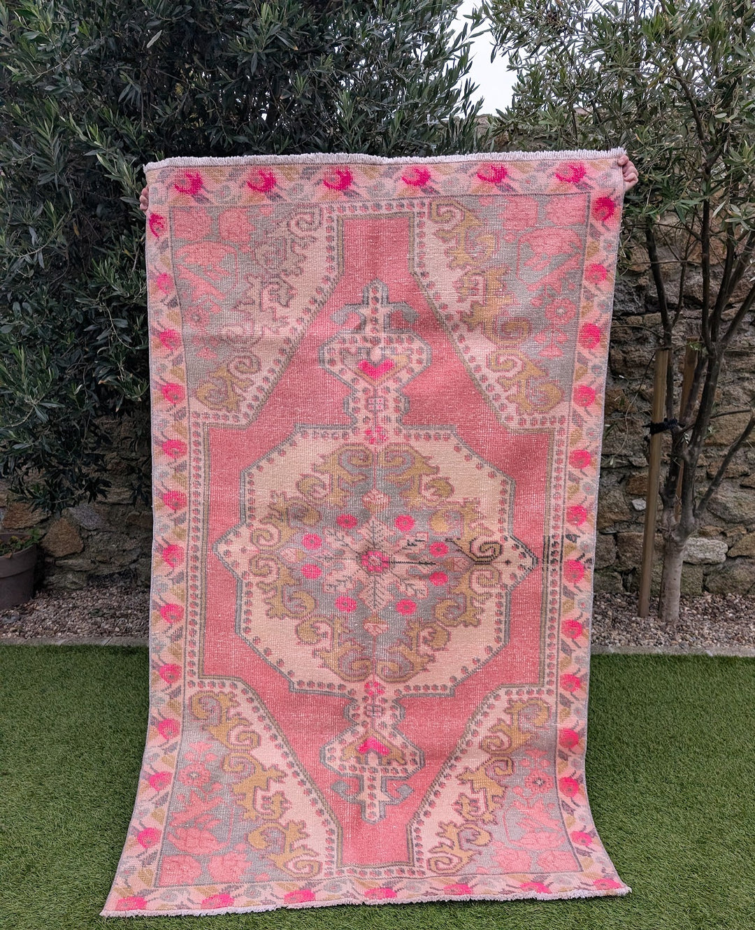 1960s Vintage Turkish Distressed Rug 4'2'' X 7'