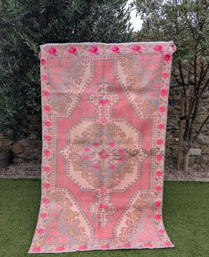 1960s Vintage Turkish Distressed Rug 4'2'' X 7'