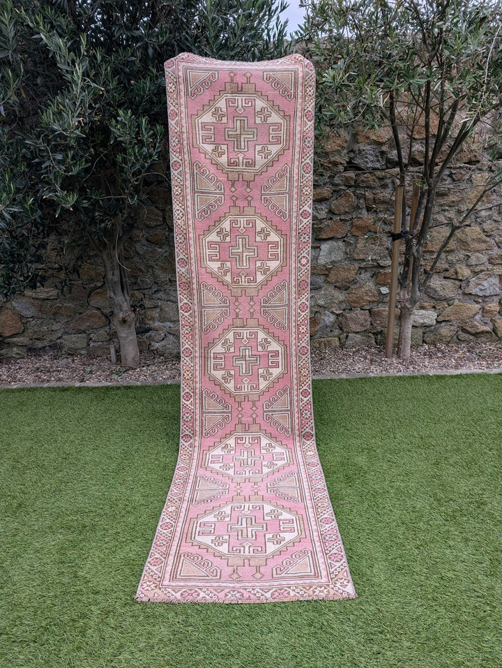 1970s Hand Knotted Vintage Turkish Anatolian Oushak Runner