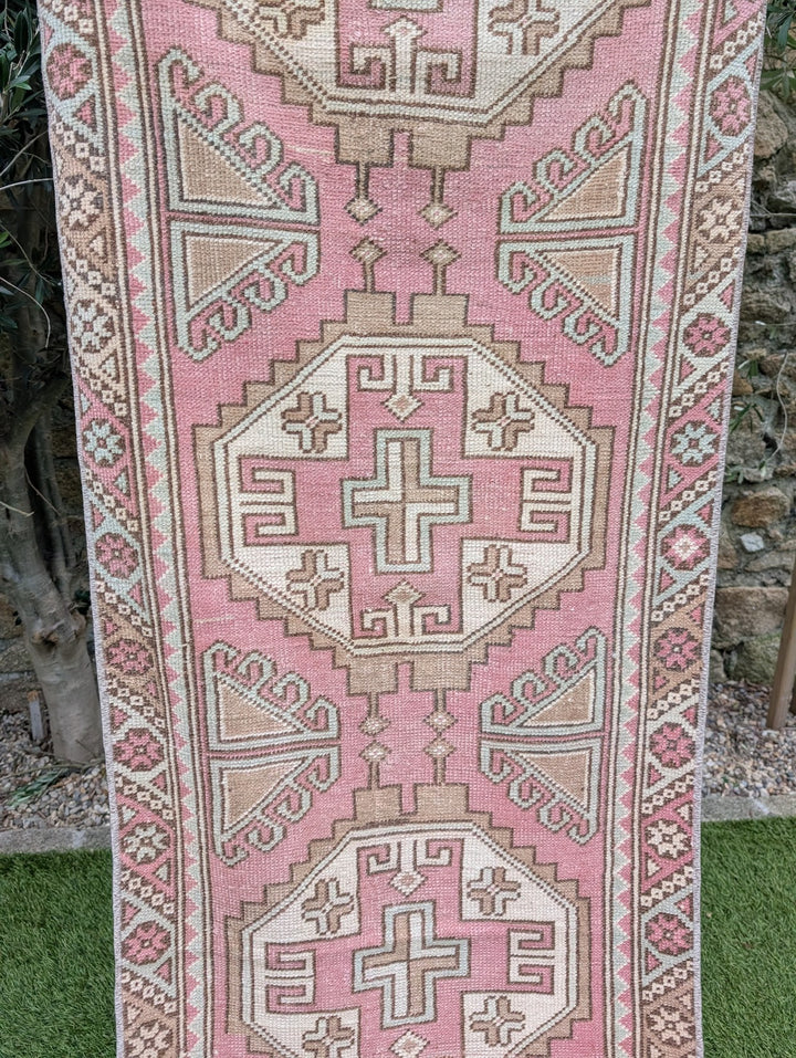 1970s Hand Knotted Vintage Turkish Anatolian Oushak Runner