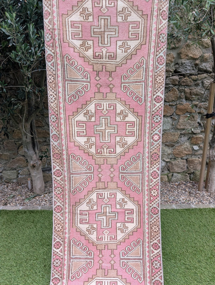 1970s Hand Knotted Vintage Turkish Anatolian Oushak Runner