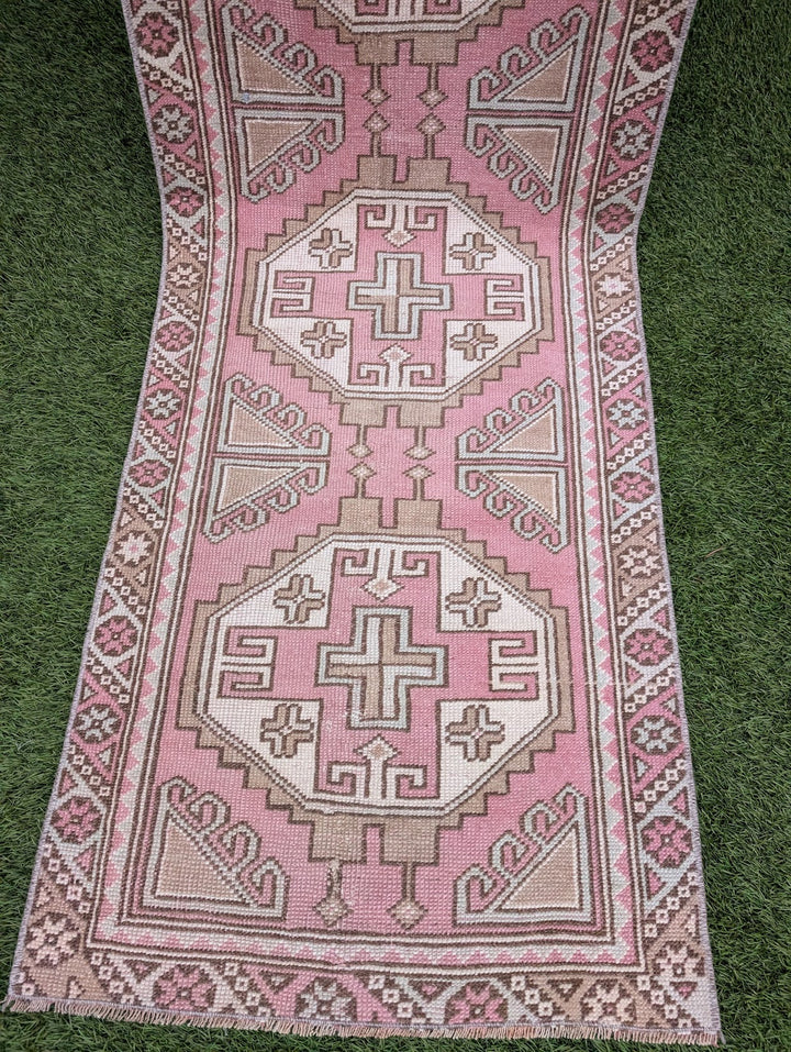 1970s Hand Knotted Vintage Turkish Anatolian Oushak Runner