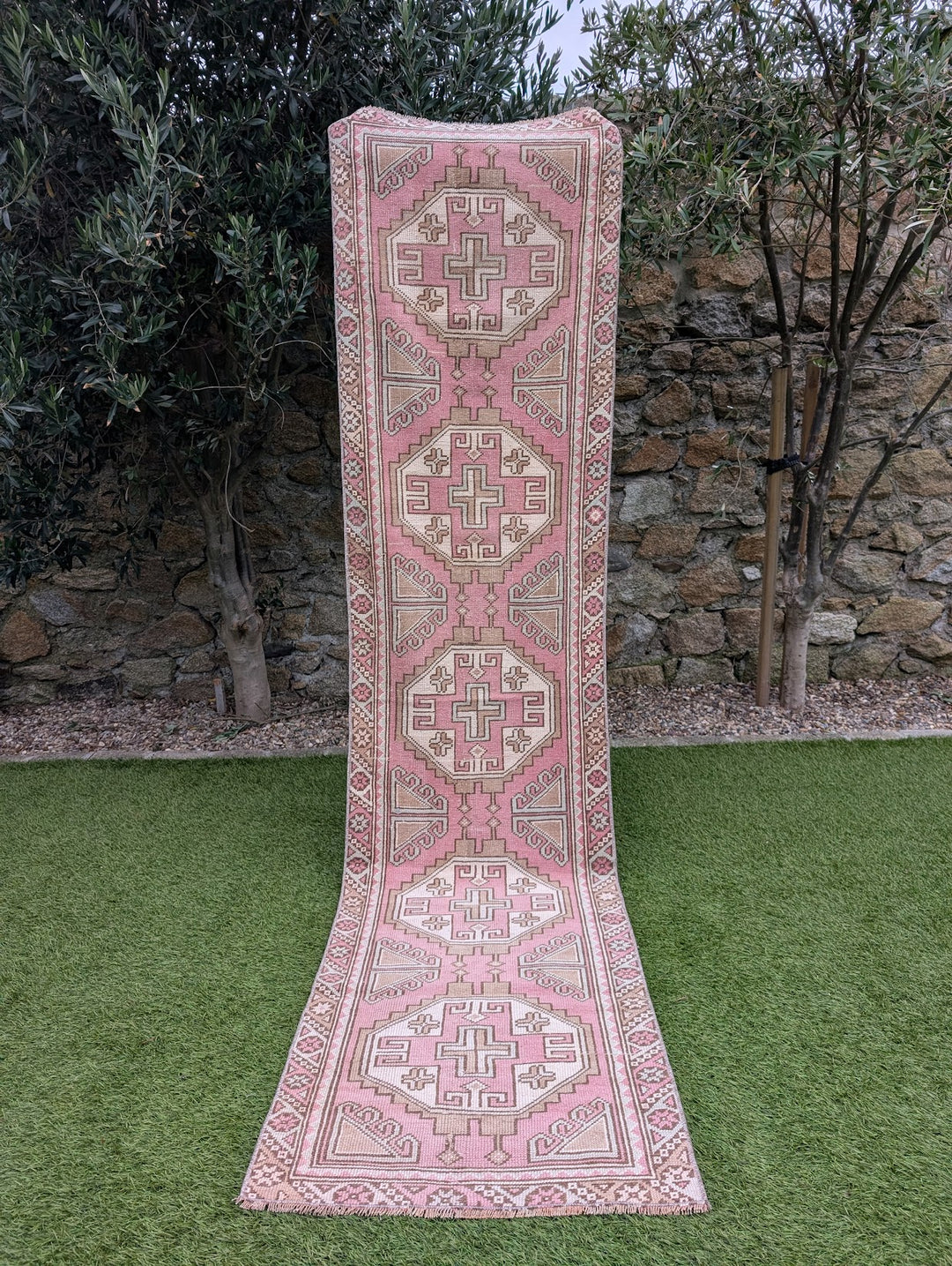 1970s Hand Knotted Vintage Turkish Anatolian Oushak Runner