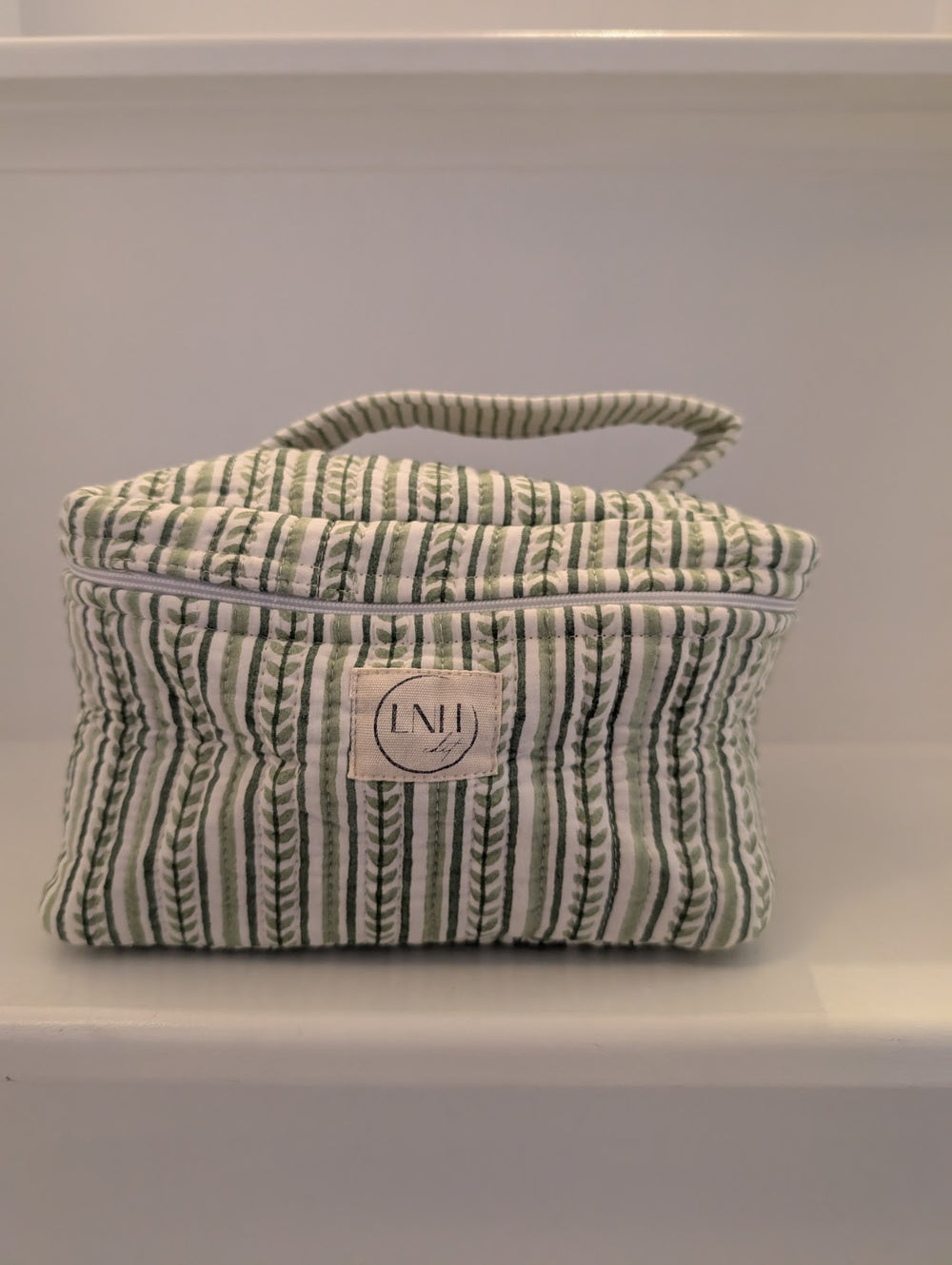 Alani Green Cosmetic Bag- Large Top Zipper-Wash Bags-LNH Edit