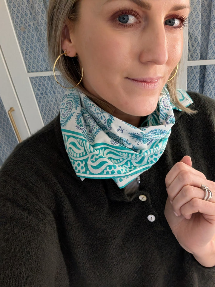 Tristian Turquoise Bandana Scarf