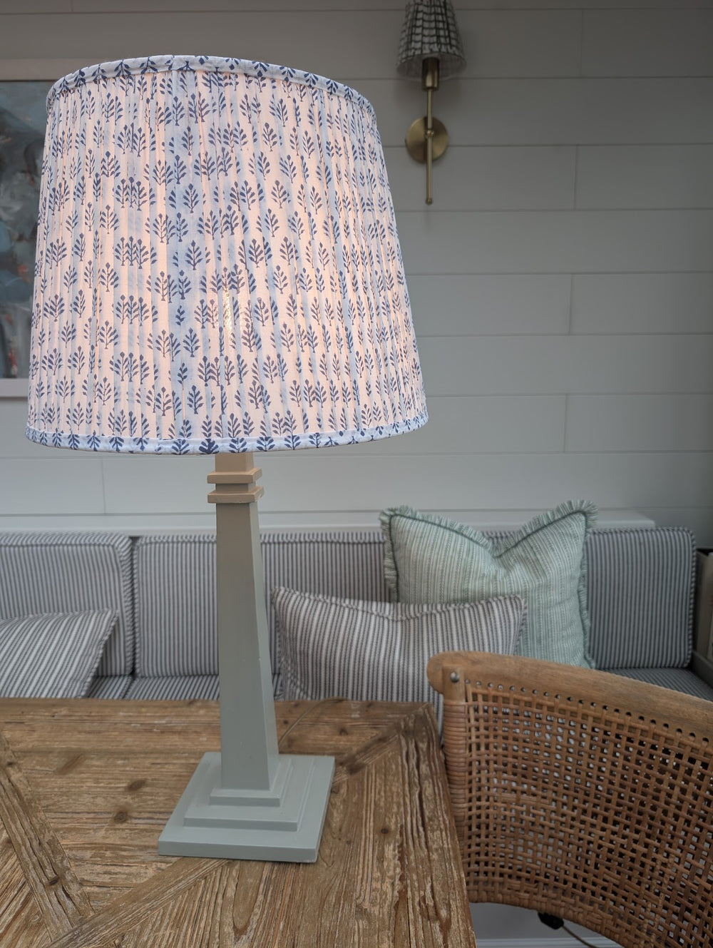 Sofia Blue Empire Pleated Lampshade-Lampshades-LNH Edit