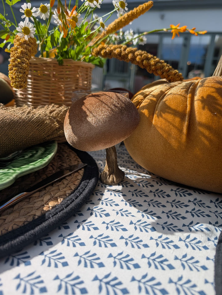 Decoration Velvet Mushroom Beige  10 cm