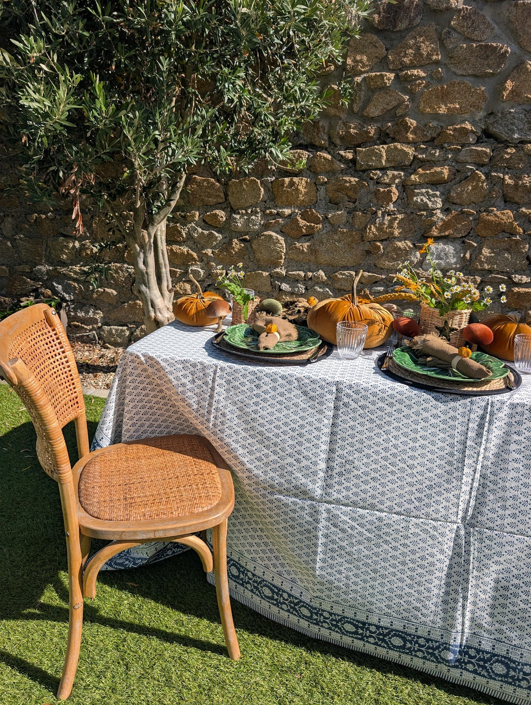 Sofia Blue Rectangular Tablecloth