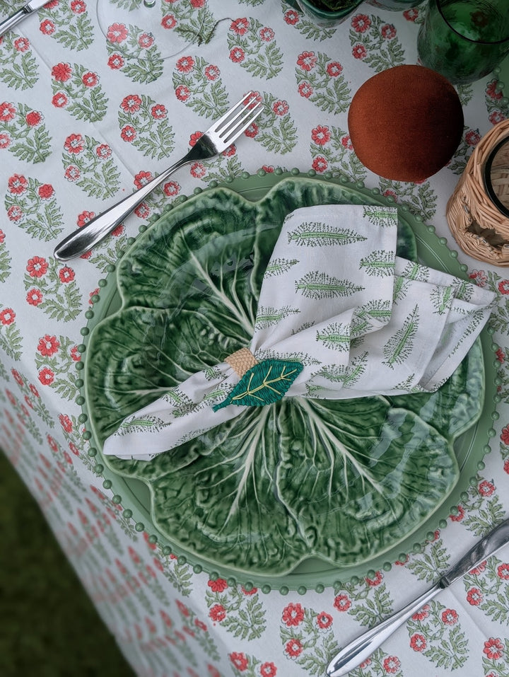 Poppy Green Napkins, Set of 4